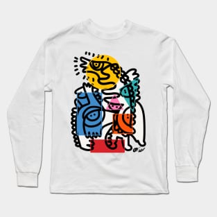 Colorful Graffiti Creatures Geometric Shapes Long Sleeve T-Shirt